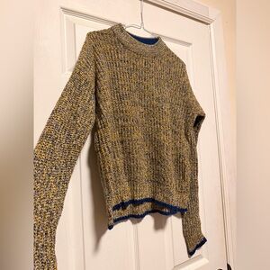 Say What? Cozy Knit Sweater in Yellow and Blue